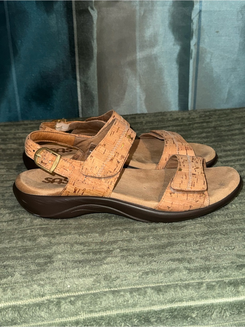 SAS Women’s Cork-Style Adjustable Strap Sandals in Tan
